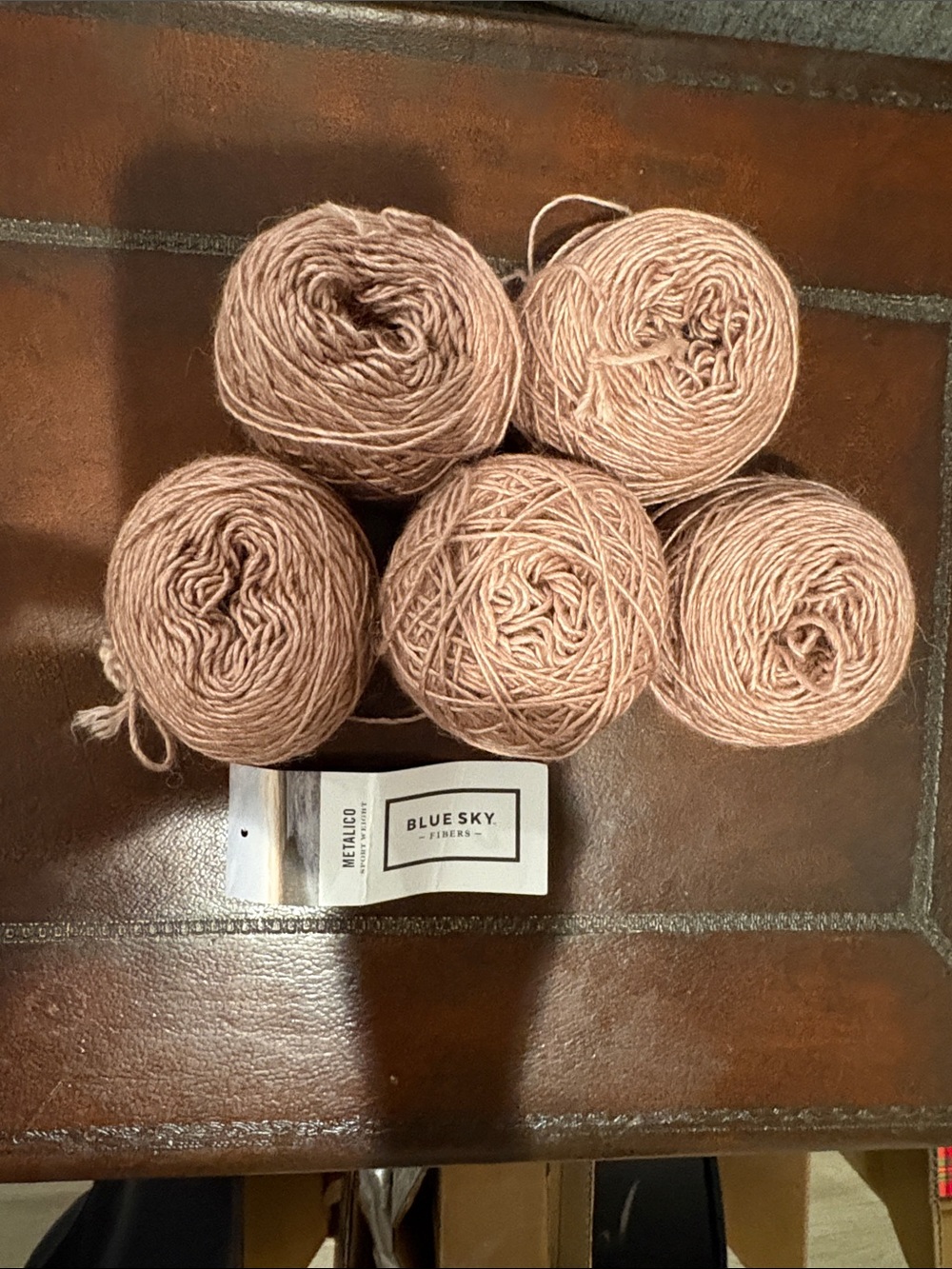 5.75 Skeins of Blue Sky Fibers Metalico Rose Quartz Yarn Bundle